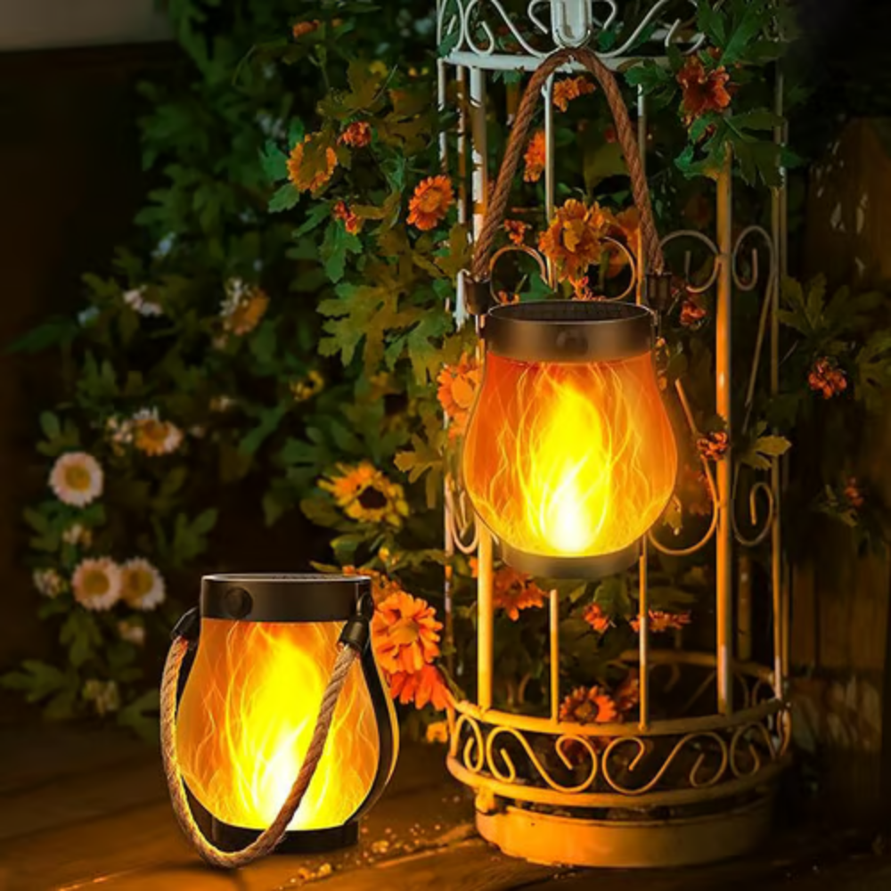 Solar Flame Lantern Flickering LED Weatherproof Design - Product showcase