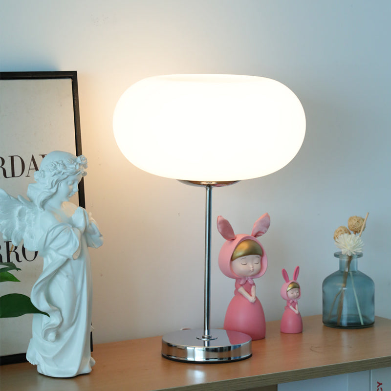 Modern Table Lamp Opal Glass Dome With Chrome Base - Detailed view