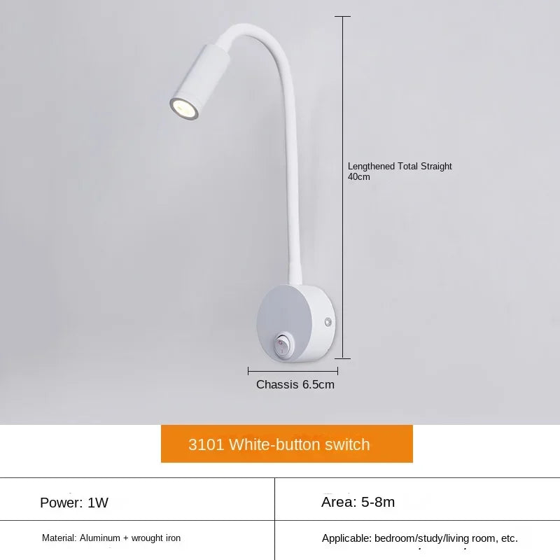 LED Wall Light Adjustable Flexible Arm Reading Lamp - Product showcase