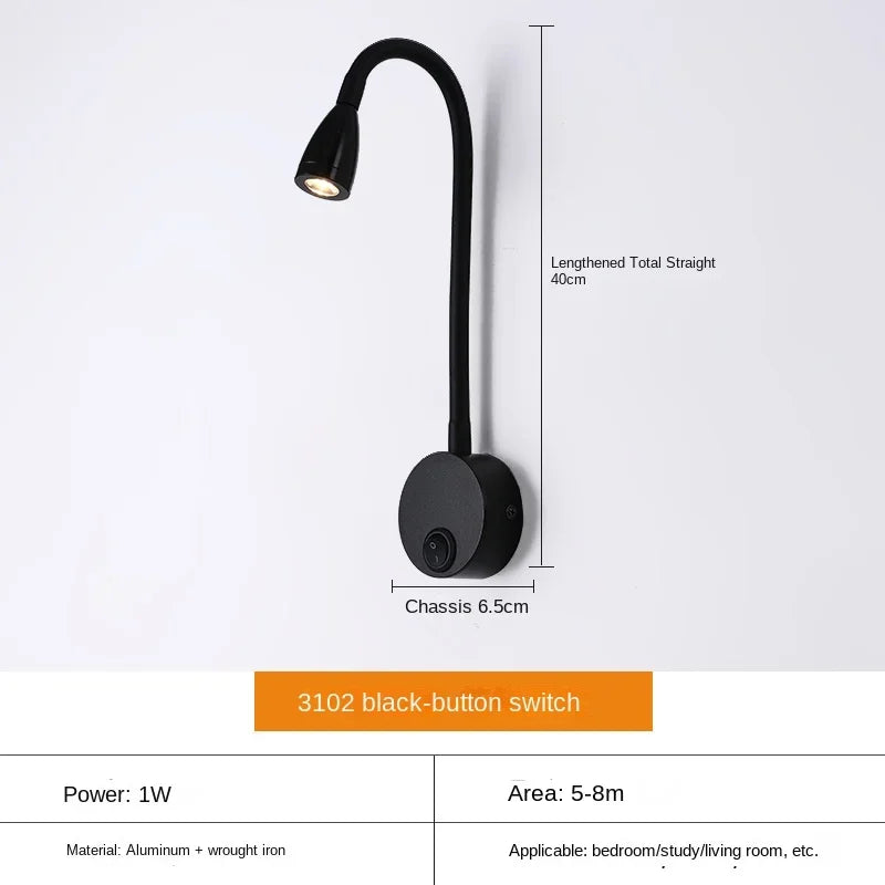 LED Wall Light Adjustable Flexible Arm Reading Lamp - Product example