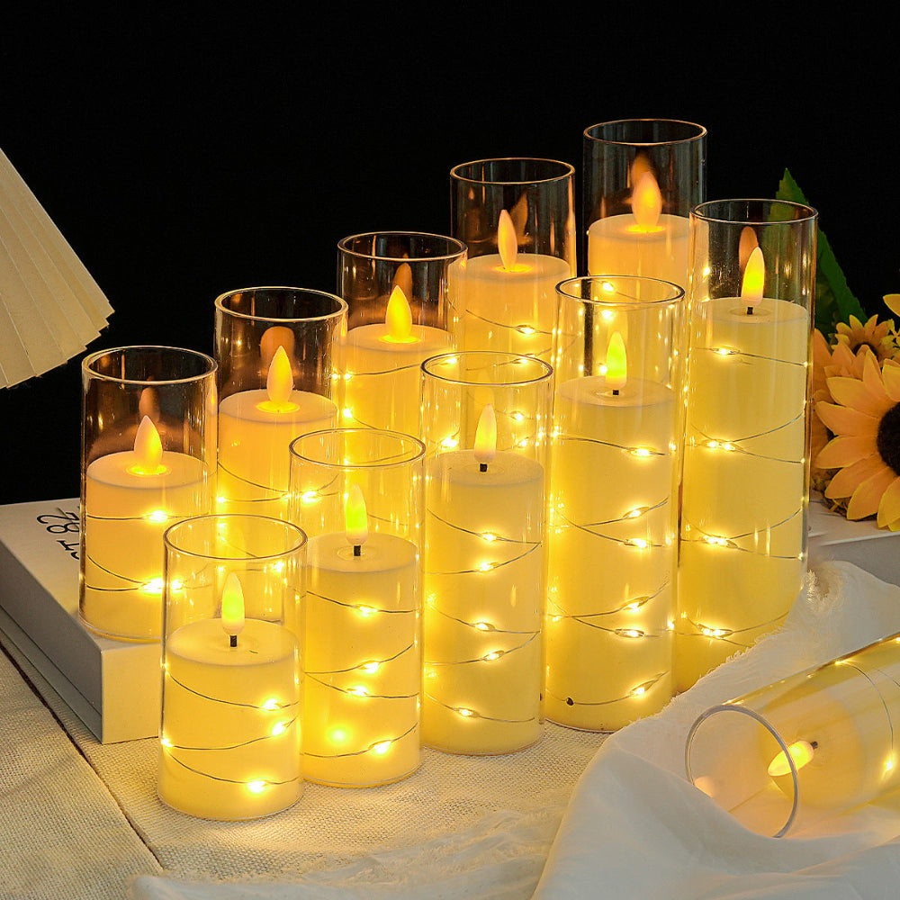 Flameless Candle Holders Set Glass LED Remote Control Timer - Product detail 5