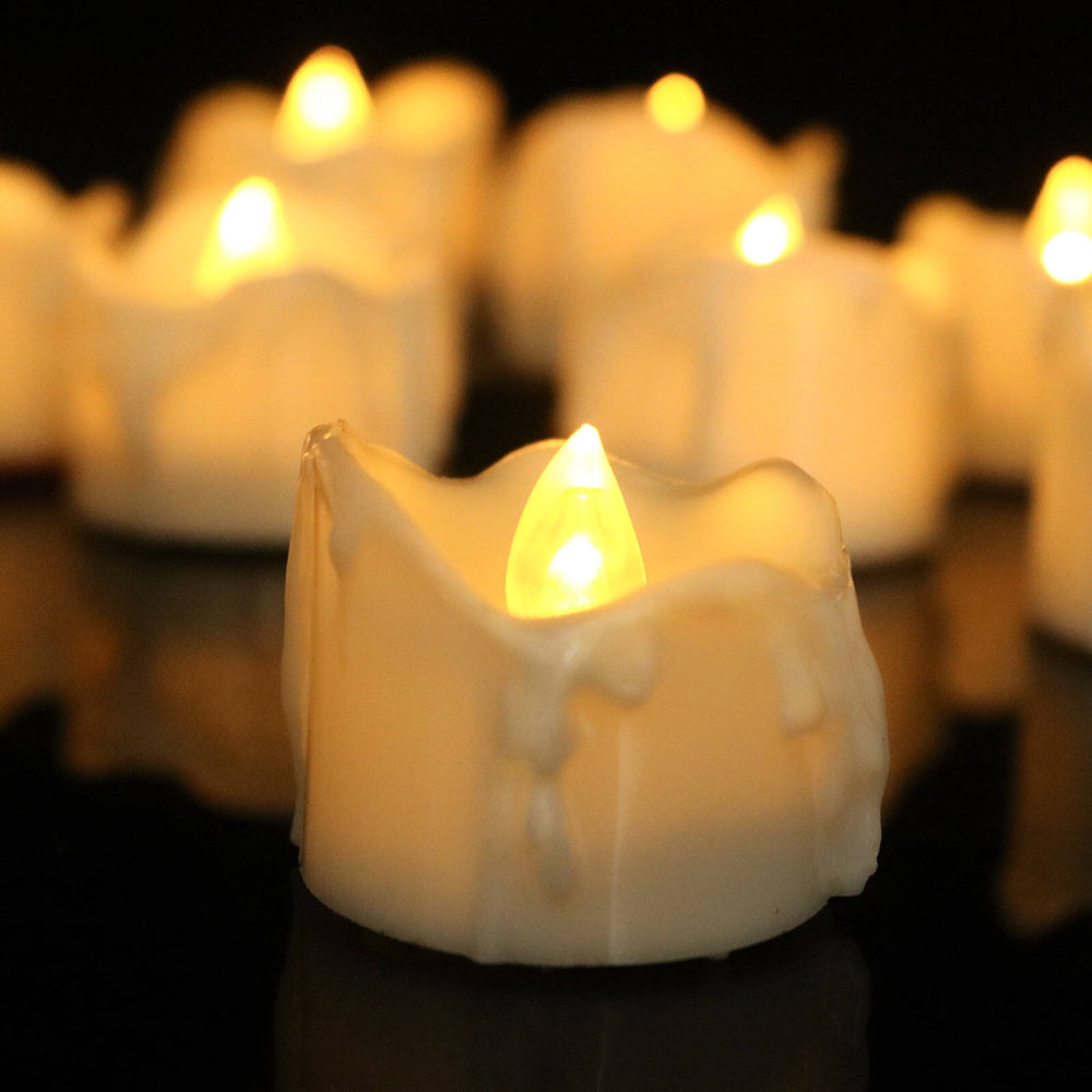 Flameless LED Tea Light Candles Battery Operated Flickering Set - Product showcase