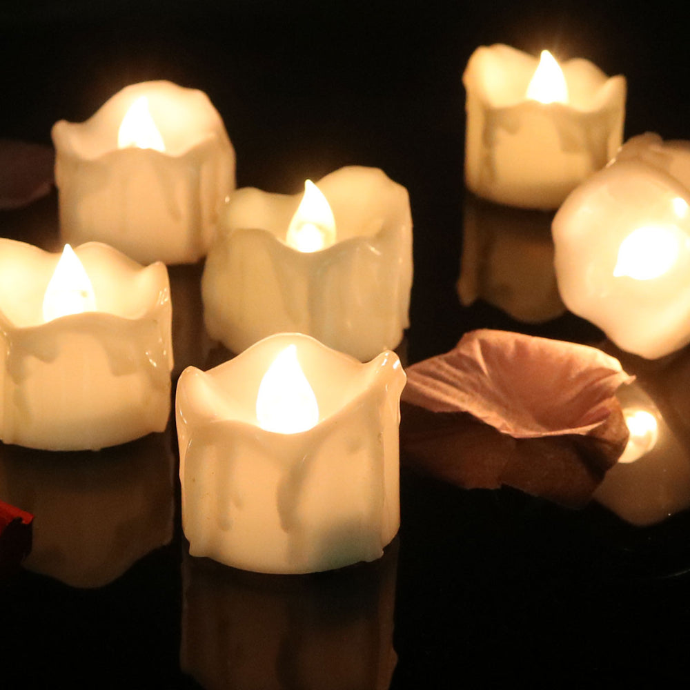 Flameless LED Tea Light Candles Realistic Flickering Glow Set - Detailed view