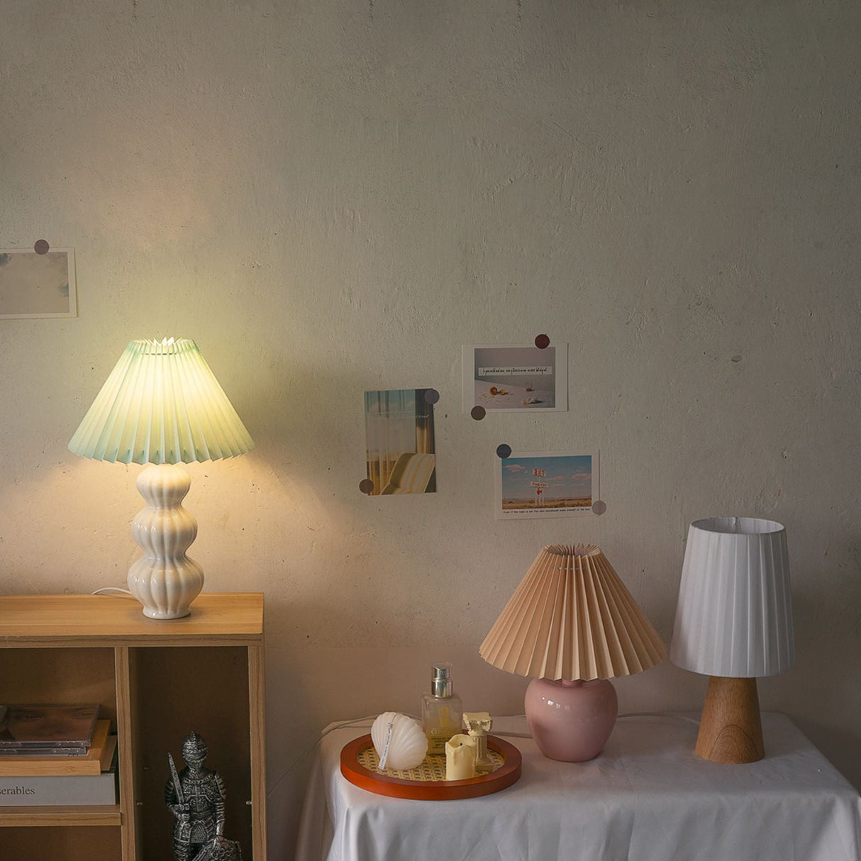 Mid Century Table Lamp Pleated Shade Ceramic Base - Product detail 11
