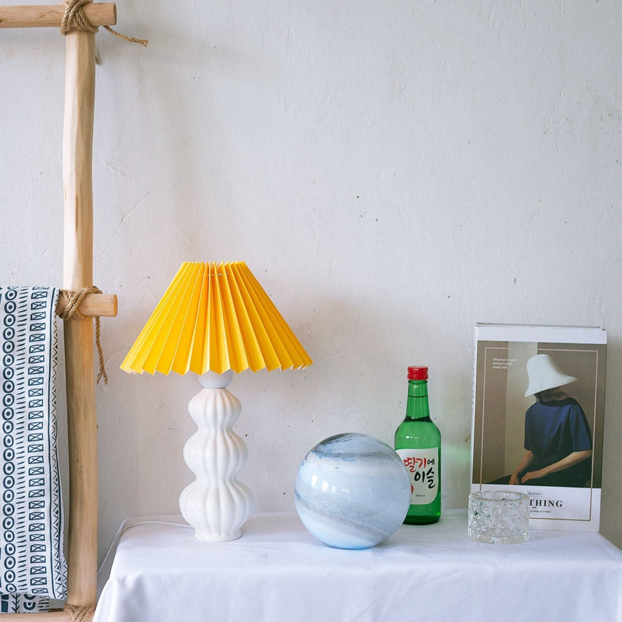 Mid Century Table Lamp Pleated Shade Ceramic Base - Product detail 39