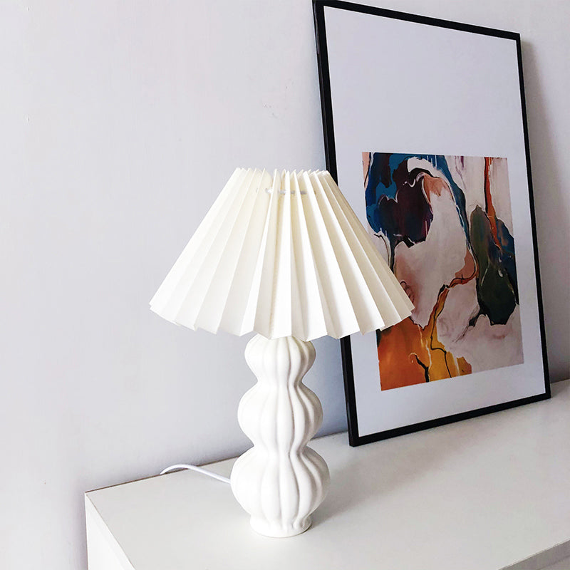 Mid Century Table Lamp Pleated Shade Ceramic Base - Product detail 17
