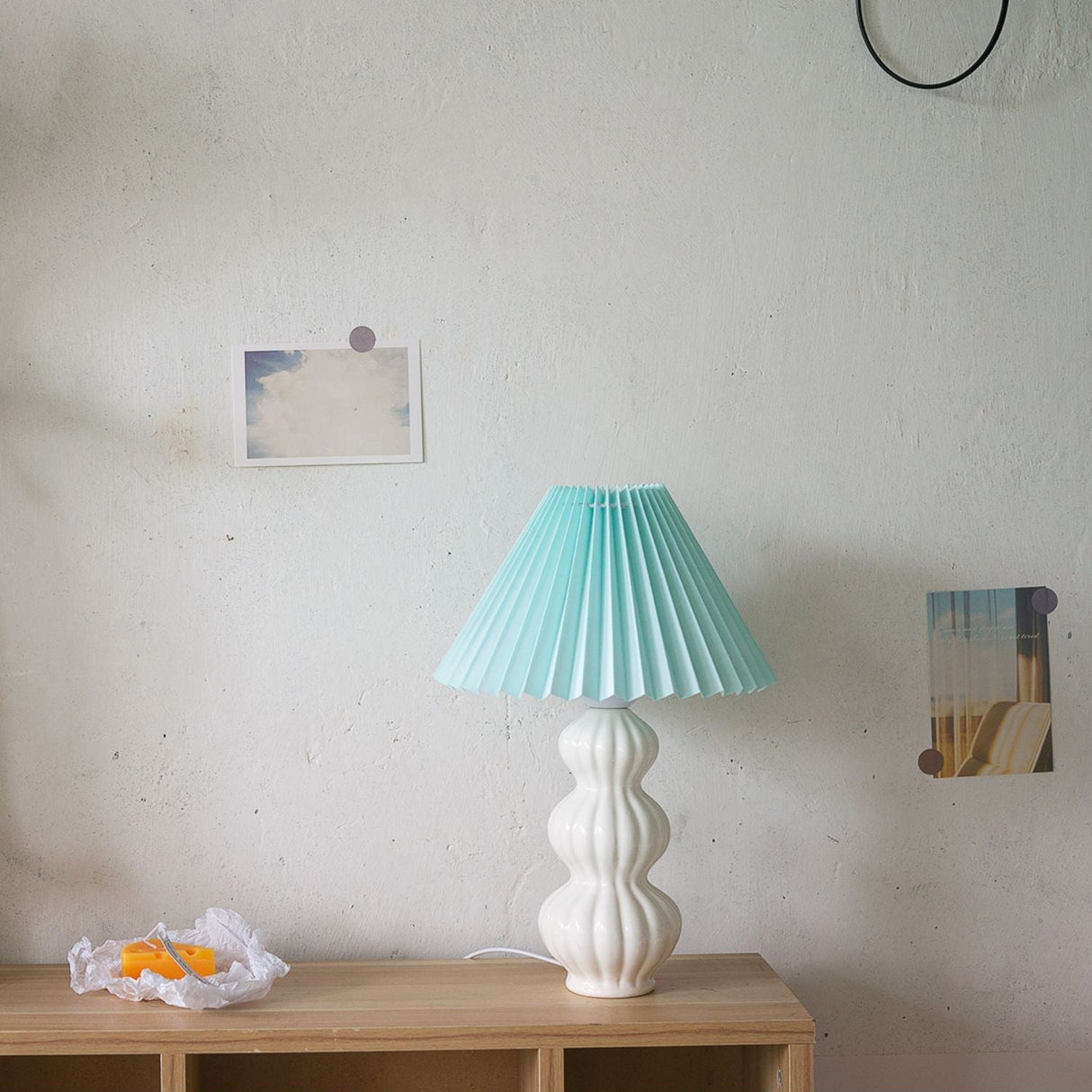 Mid Century Table Lamp Pleated Shade Ceramic Base - Product detail 38