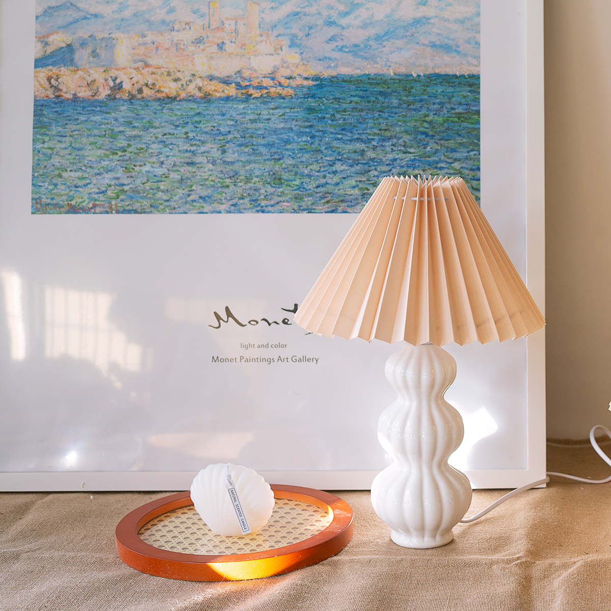 Mid Century Table Lamp Pleated Shade Ceramic Base - Product detail 41