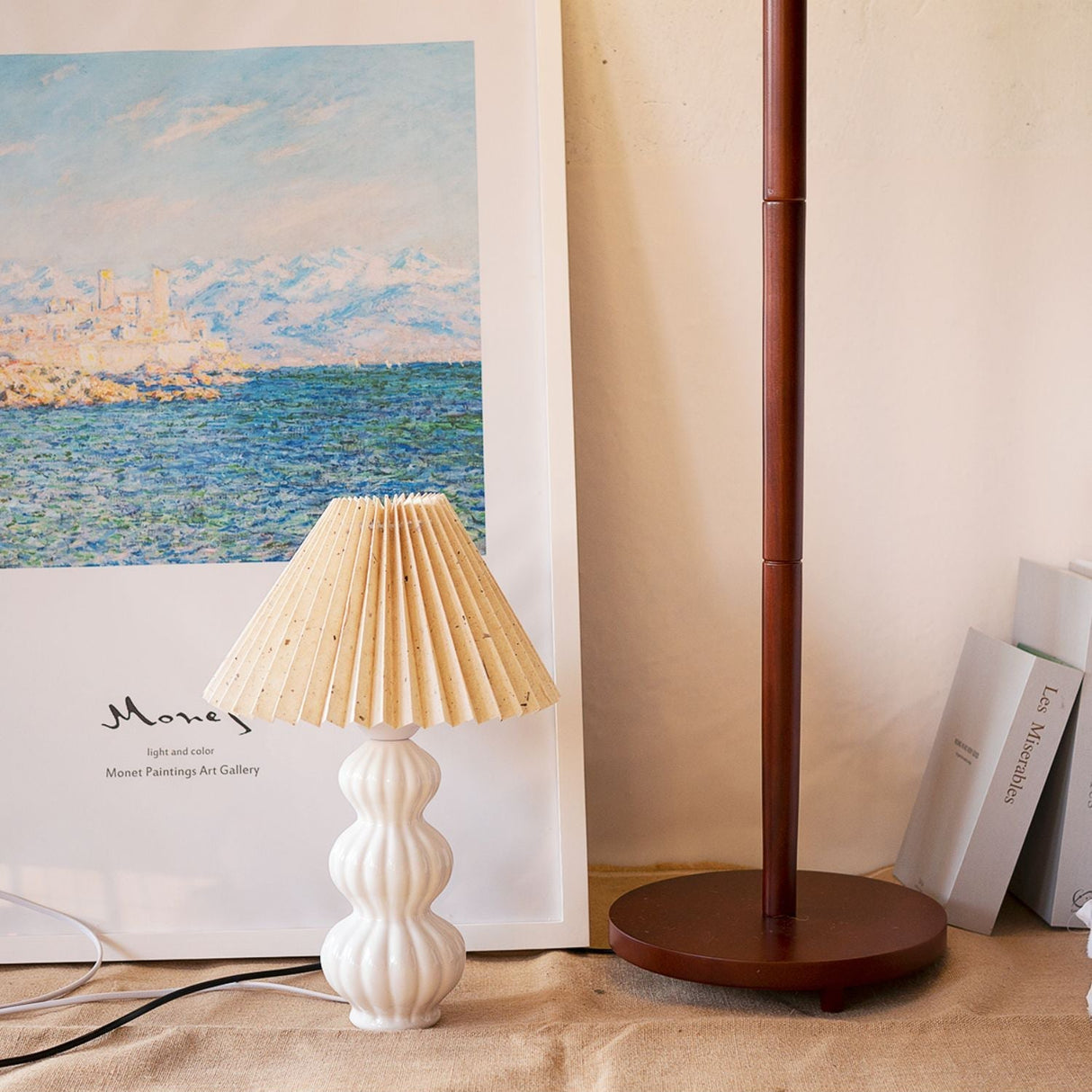 Mid Century Table Lamp Pleated Shade Ceramic Base - Product detail 37