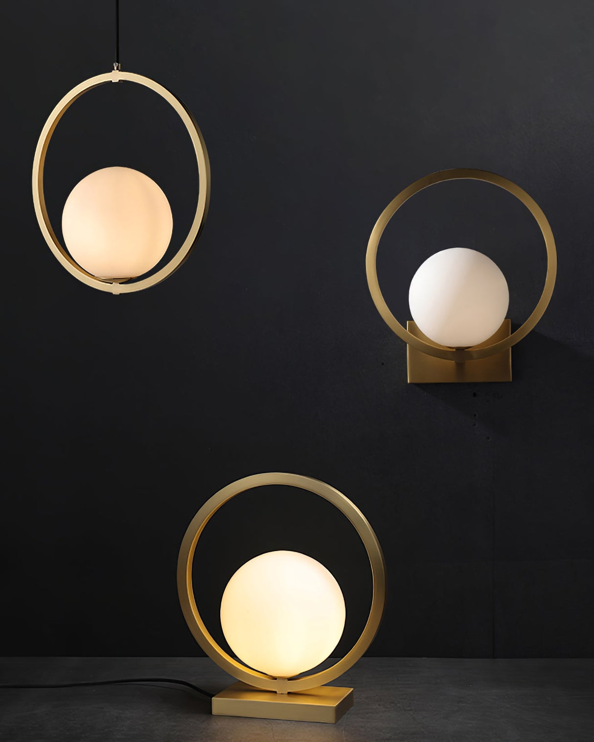 Modern Table Lamp Brass Circle Globe Design - Product example