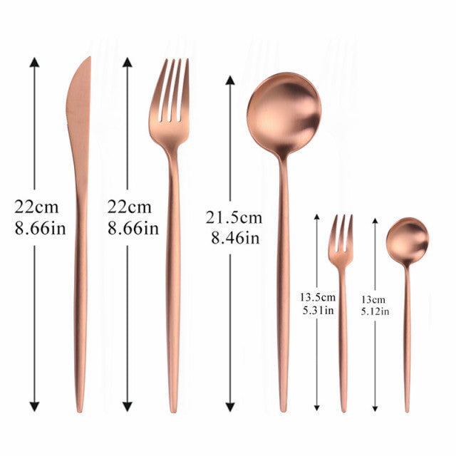 Stainless Steel Cutlery Set Modern Minimalist Gold Finish - Product detail 7