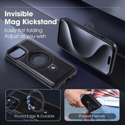 Magnetic iPhone Case with Ring Stand Premium Brown Leather Design - Product detail 9
