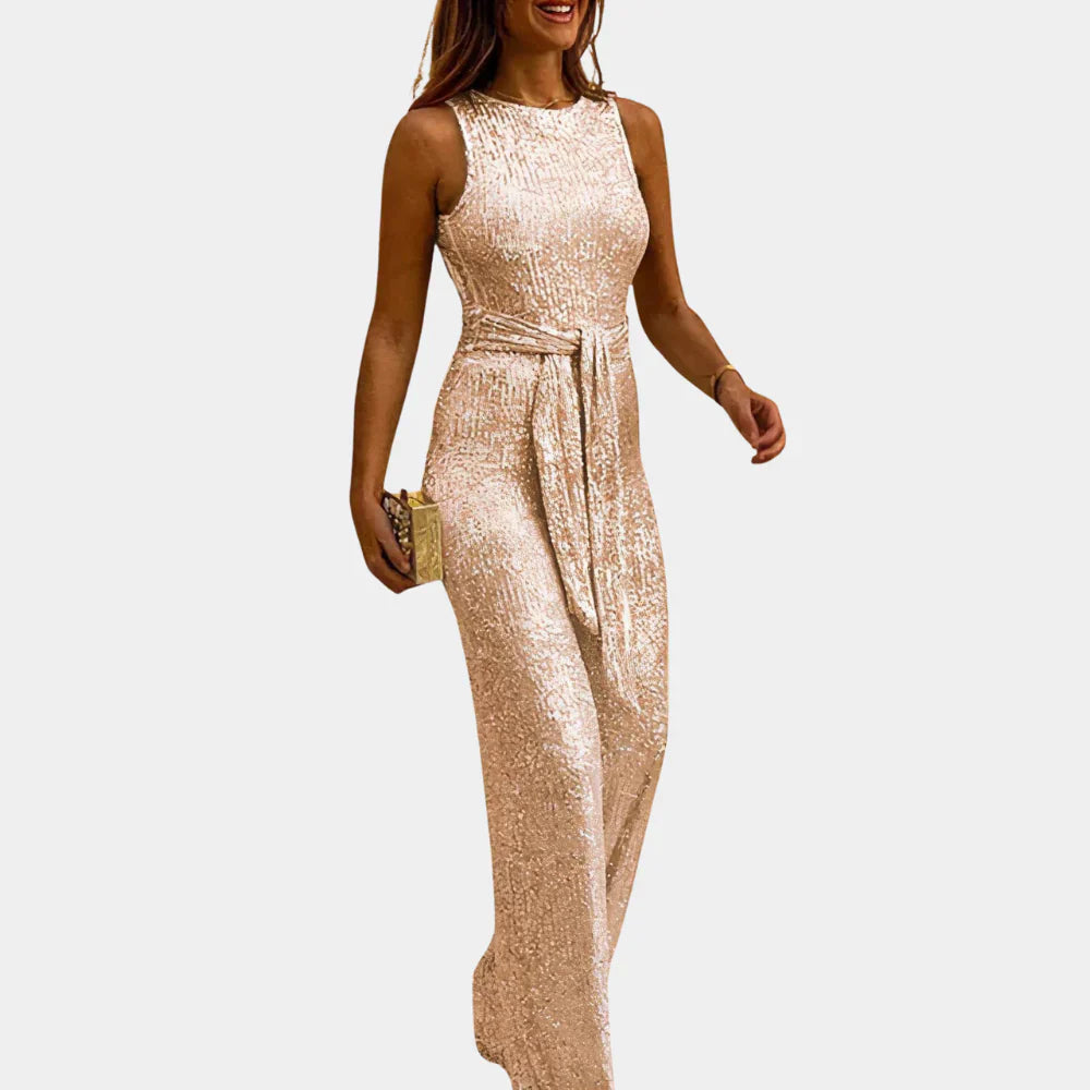 Sparkle Evening Jumpsuit Wine Red Glitter Design - Product detail 4