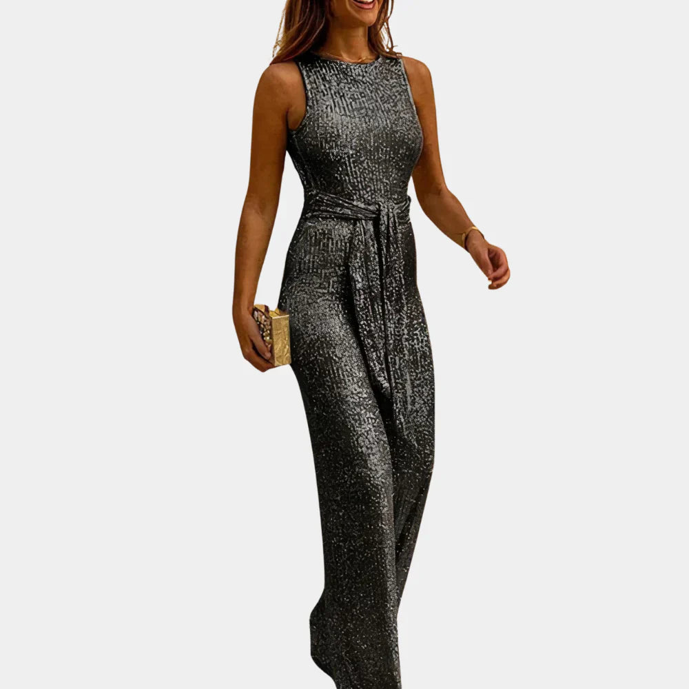Sparkle Evening Jumpsuit Wine Red Glitter Design - Product detail 12