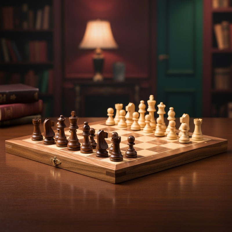 Wooden Chess Set Magnetic Foldable Travel Board - Product showcase