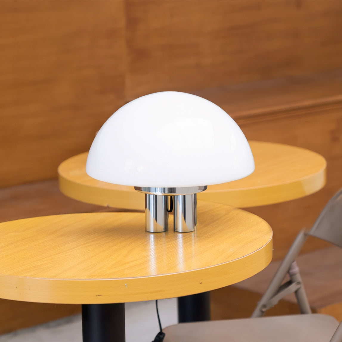 Modern Table Lamp White Glass Dome Chrome Base - Product detail 8