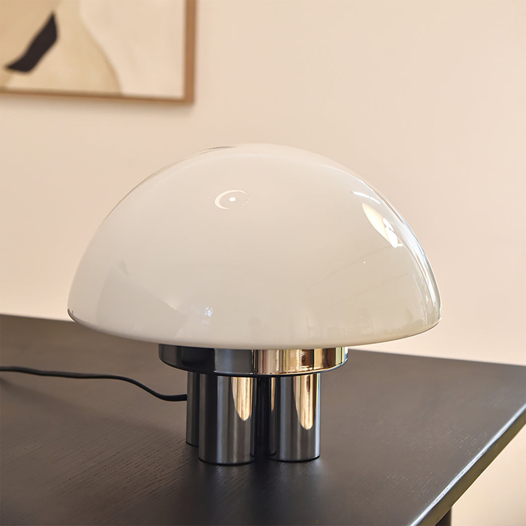Modern Table Lamp White Glass Dome Chrome Base - Product detail 12