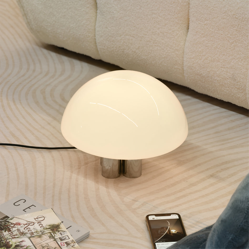 Modern Table Lamp White Glass Dome Chrome Base - Product detail 14