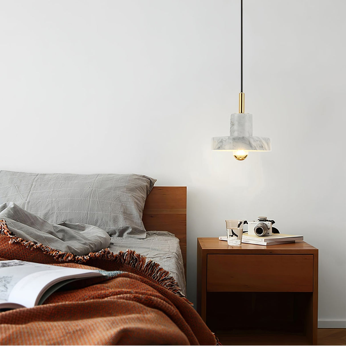 Marble Pendant Light Natural Stone Cylindrical Design - Product example