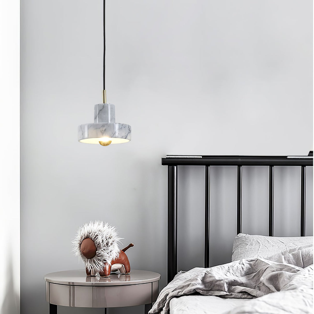 Marble Pendant Light Natural Stone Cylindrical Design - Detailed view