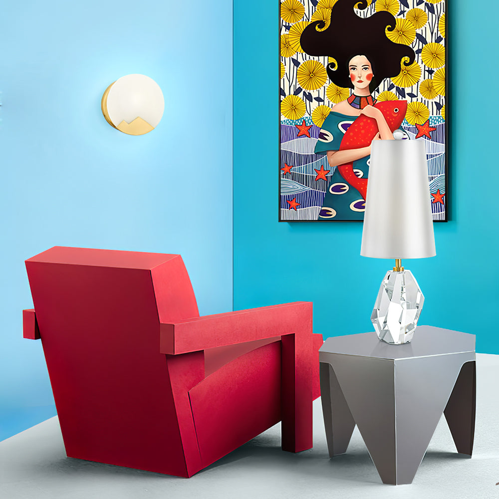 Crystal Table Lamp Geometric Glass Base with White Shade - Product detail 4