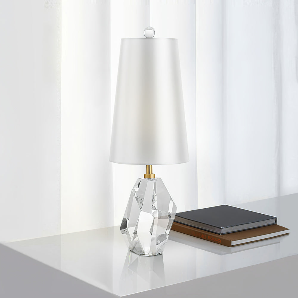 Crystal Table Lamp Geometric Glass Base with White Shade - Product example