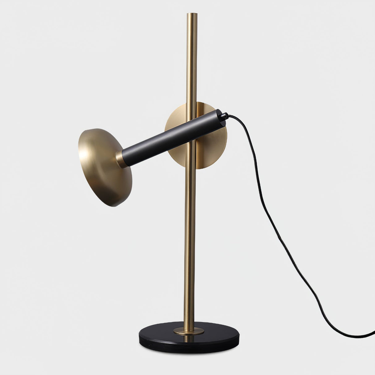 Modern LED Table Lamp Black Marble Base with Brass Accents - Product detail 5
