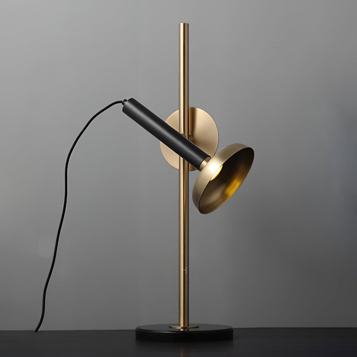 Modern LED Table Lamp Black Marble Base with Brass Accents - Product detail 8
