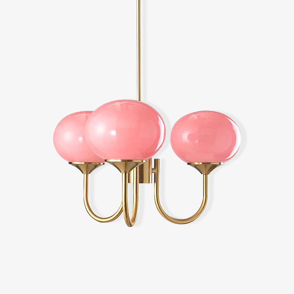 Modern Globe Chandelier Pink Glass with Brass Arms - Product detail 40
