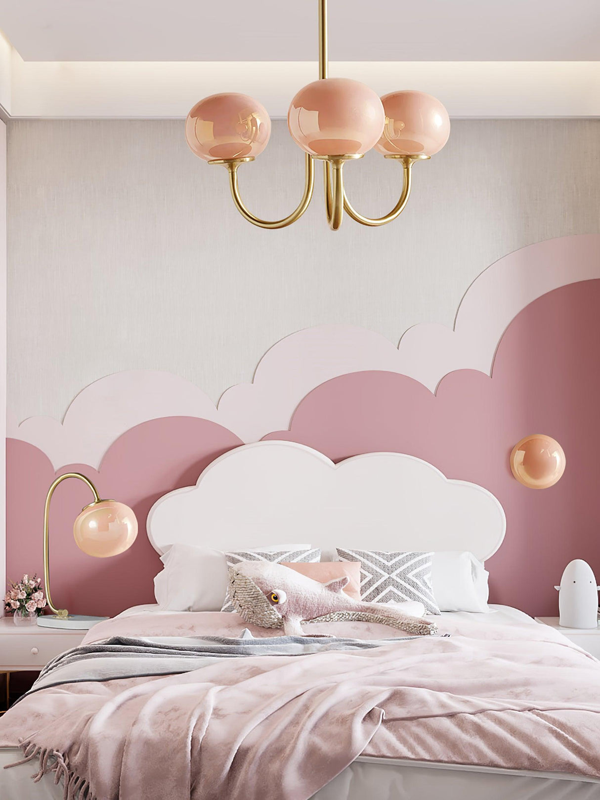 Modern Globe Chandelier Pink Glass with Brass Arms - Product detail 42