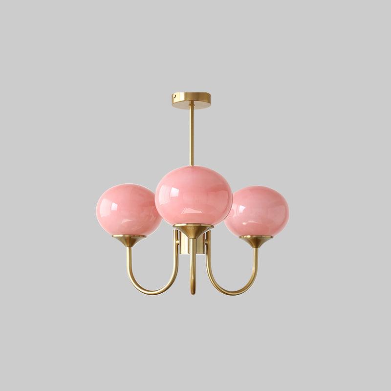 Modern Globe Chandelier Pink Glass with Brass Arms - Product detail 41