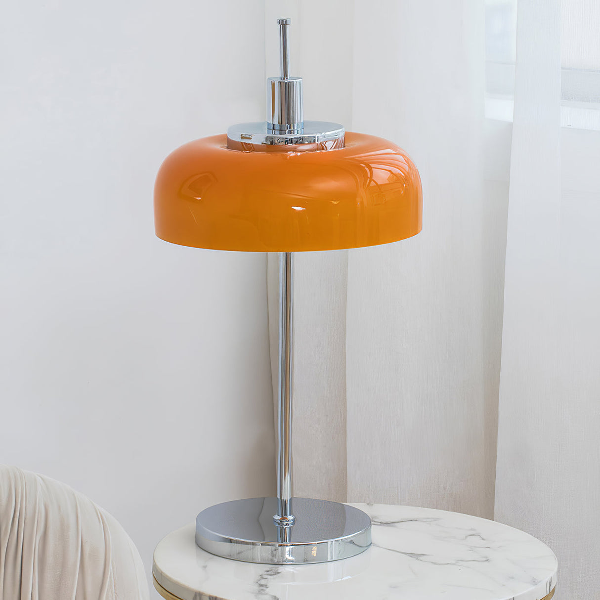 Modern LED Table Lamp Orange Glass Dome Chrome Base - Product detail 20