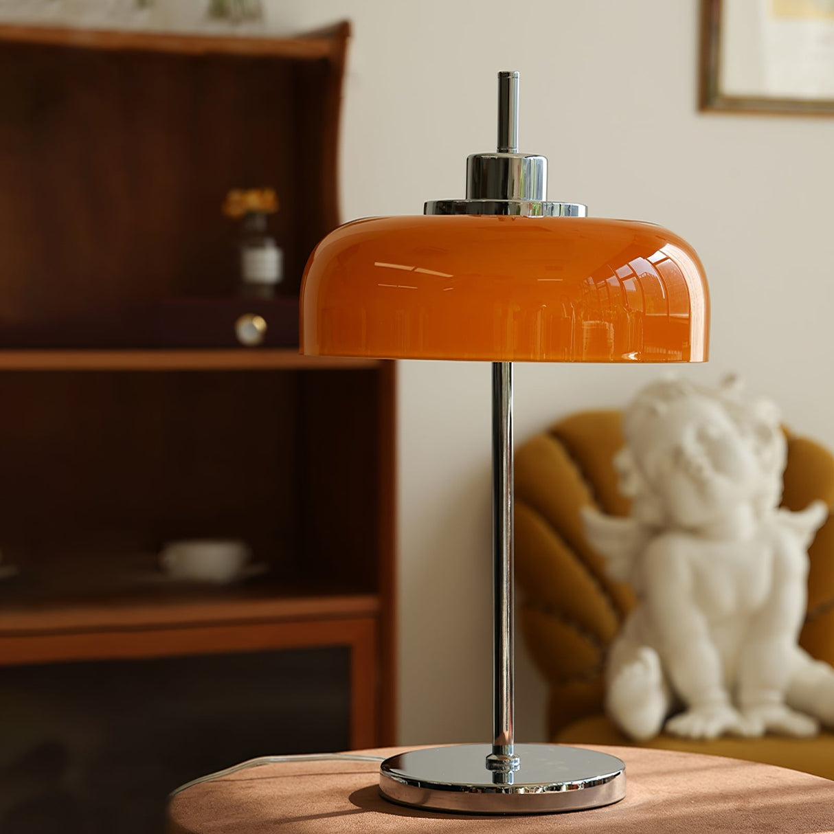 Modern LED Table Lamp Orange Glass Dome Chrome Base - Product detail 28
