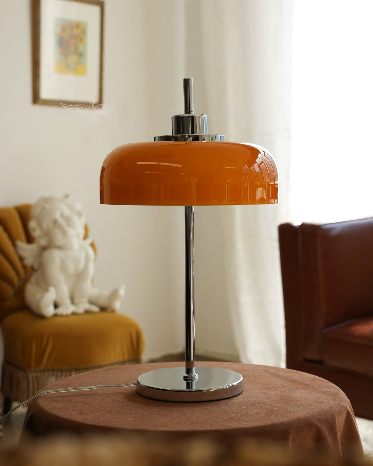 Modern LED Table Lamp Orange Glass Dome Chrome Base - Product detail 30
