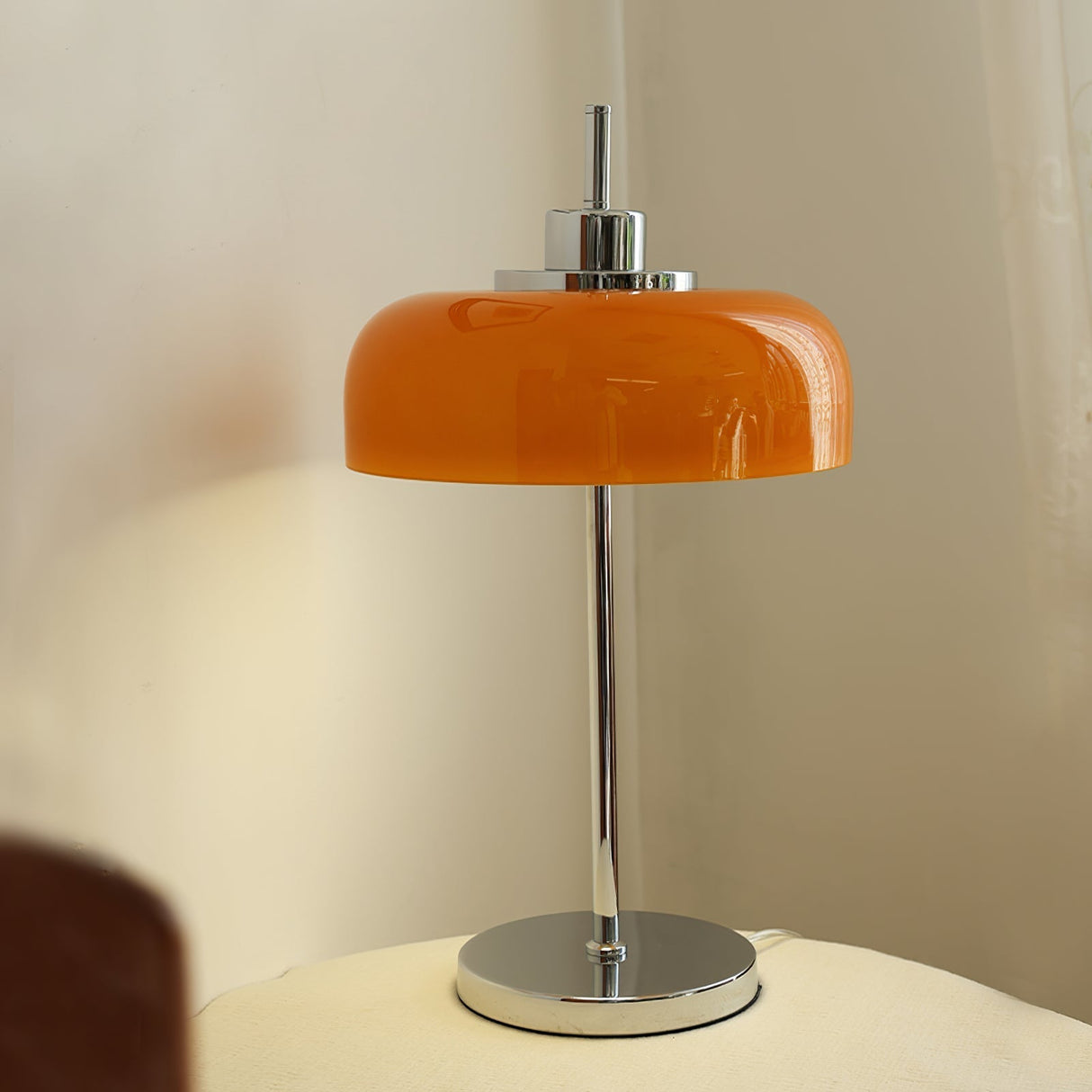 Modern LED Table Lamp Orange Glass Dome Chrome Base - Product detail 14