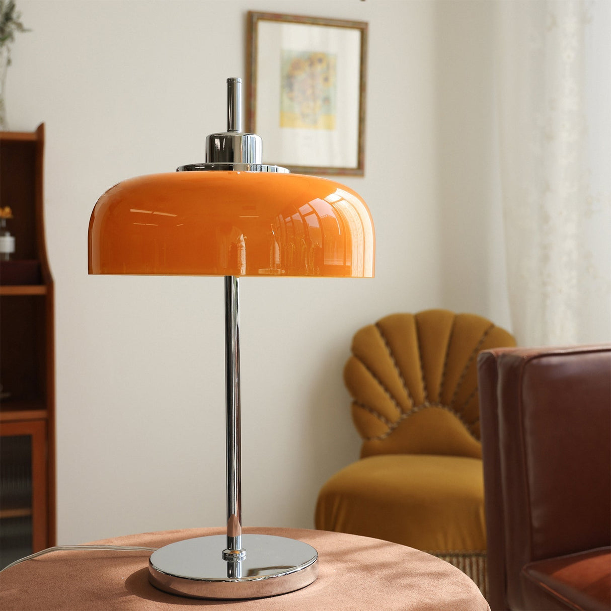 Modern LED Table Lamp Orange Glass Dome Chrome Base - Product detail 15