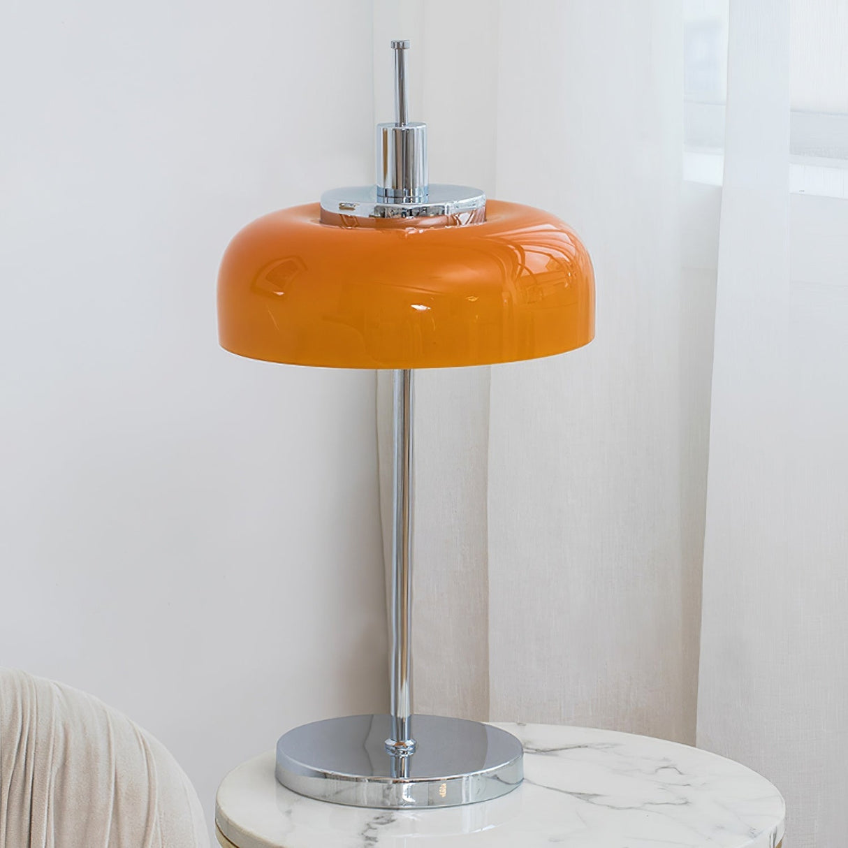 Modern LED Table Lamp Orange Glass Dome Chrome Base - Product detail 13