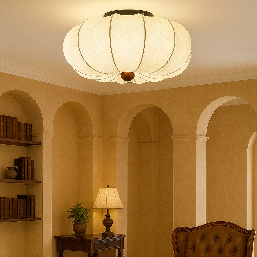 Medieval Ceiling Light Silk Fabric Lantern Design - Product example
