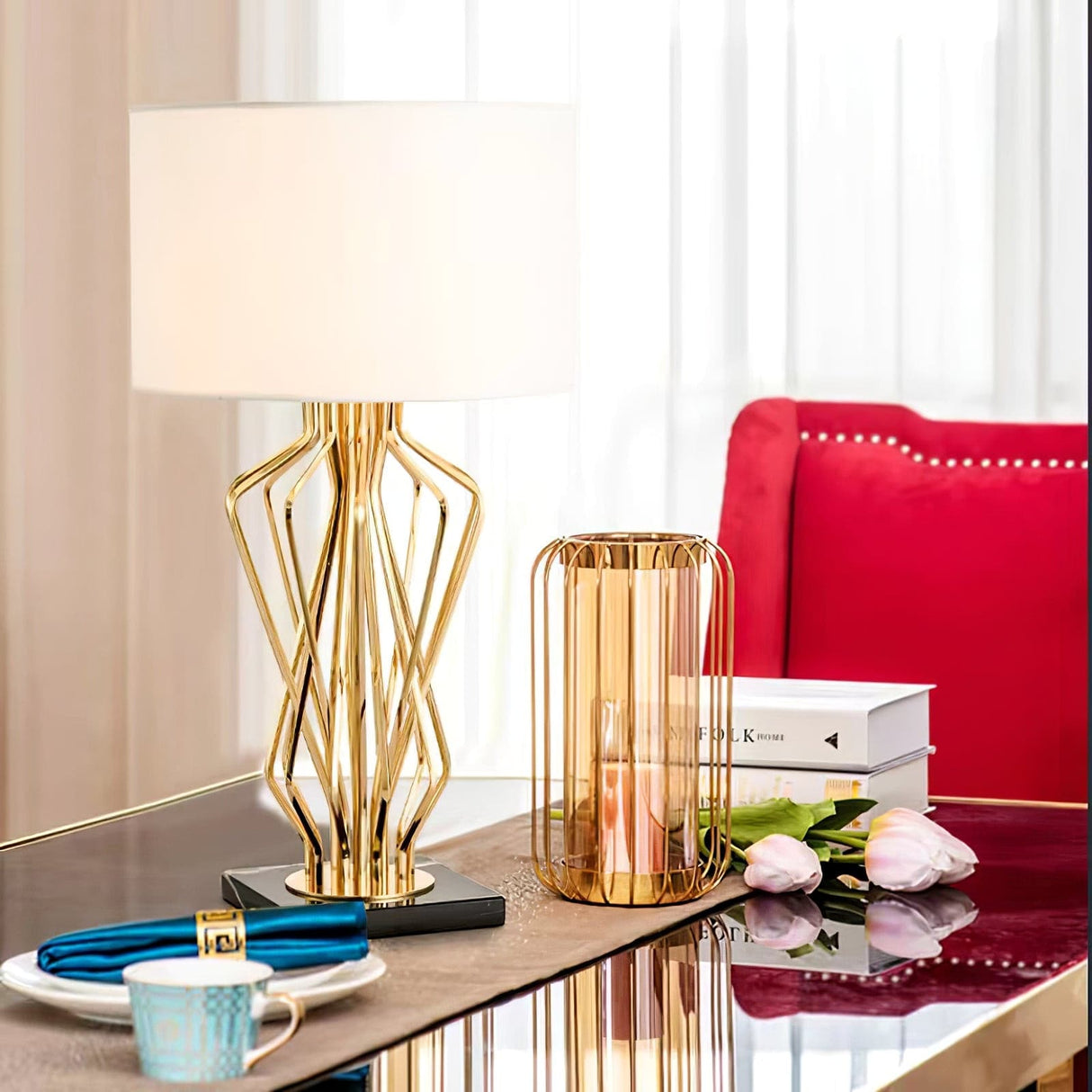 Modern Table Lamp Geometric Gold Metal Base - Product detail 15