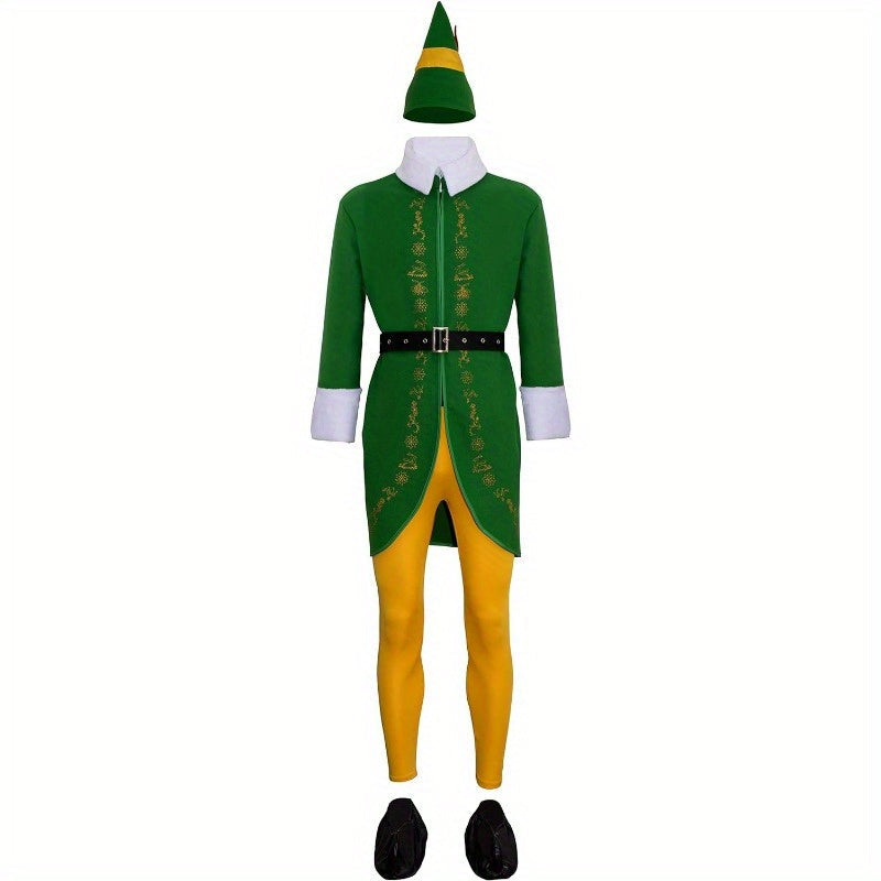 Holiday Elf Costume  Embroidered Green Coat With Accessories - Product example