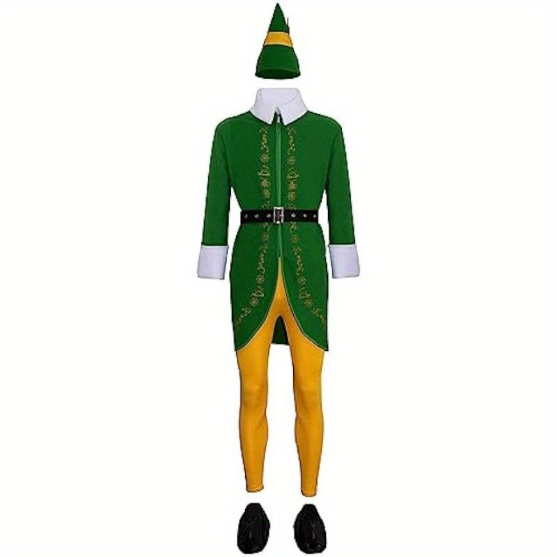 Holiday Elf Costume  Embroidered Green Coat With Accessories - Product detail 4