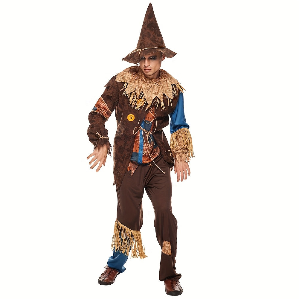 Scarecrow Halloween Costume  Patchwork Design With Straw Accents - Product example