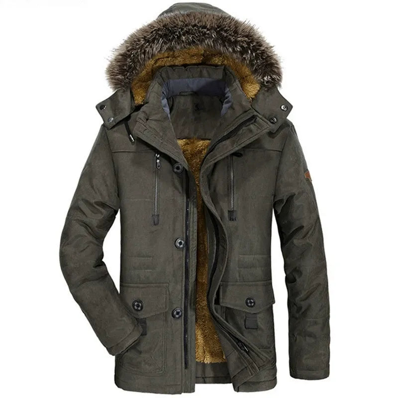Winter Mens Parka Plush Lined Hooded Coat - Product detail 4