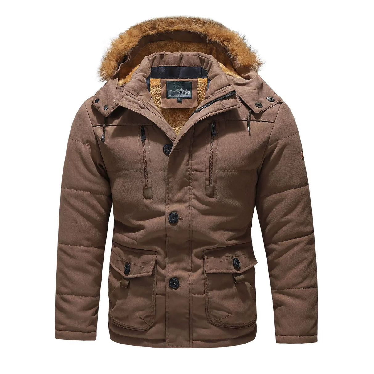 Winter Mens Parka Plush Lined Hooded Coat - Product detail 5