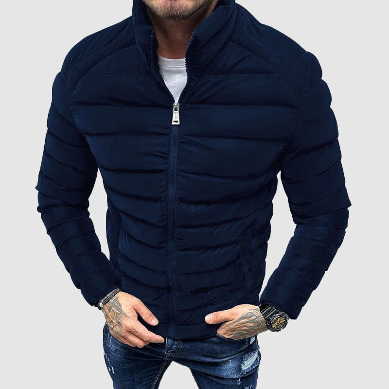 Mens Quilted Puffer Jacket Slim Fit Winter Design - Detailed view