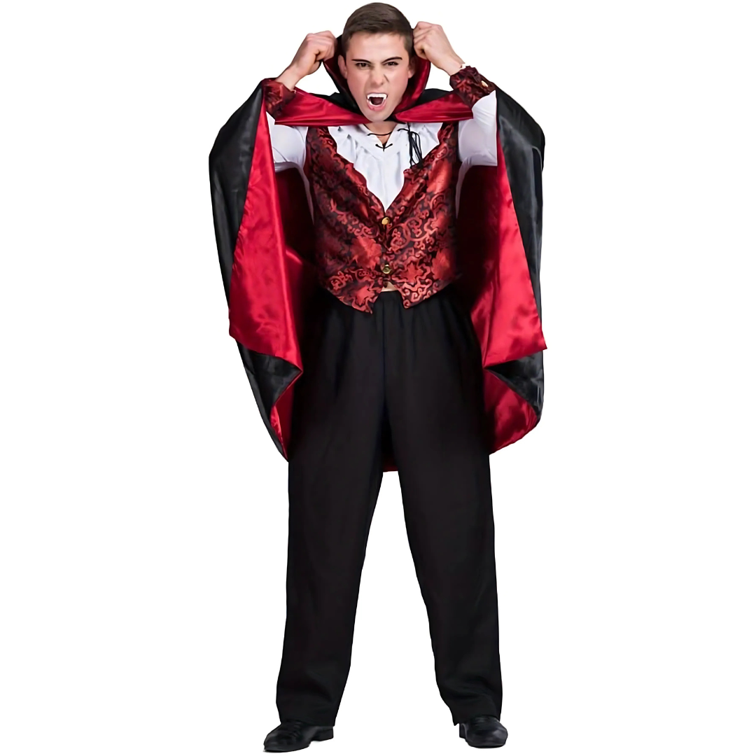 Gothic Vampire Costume  Embroidered Vest with Cape - Product showcase