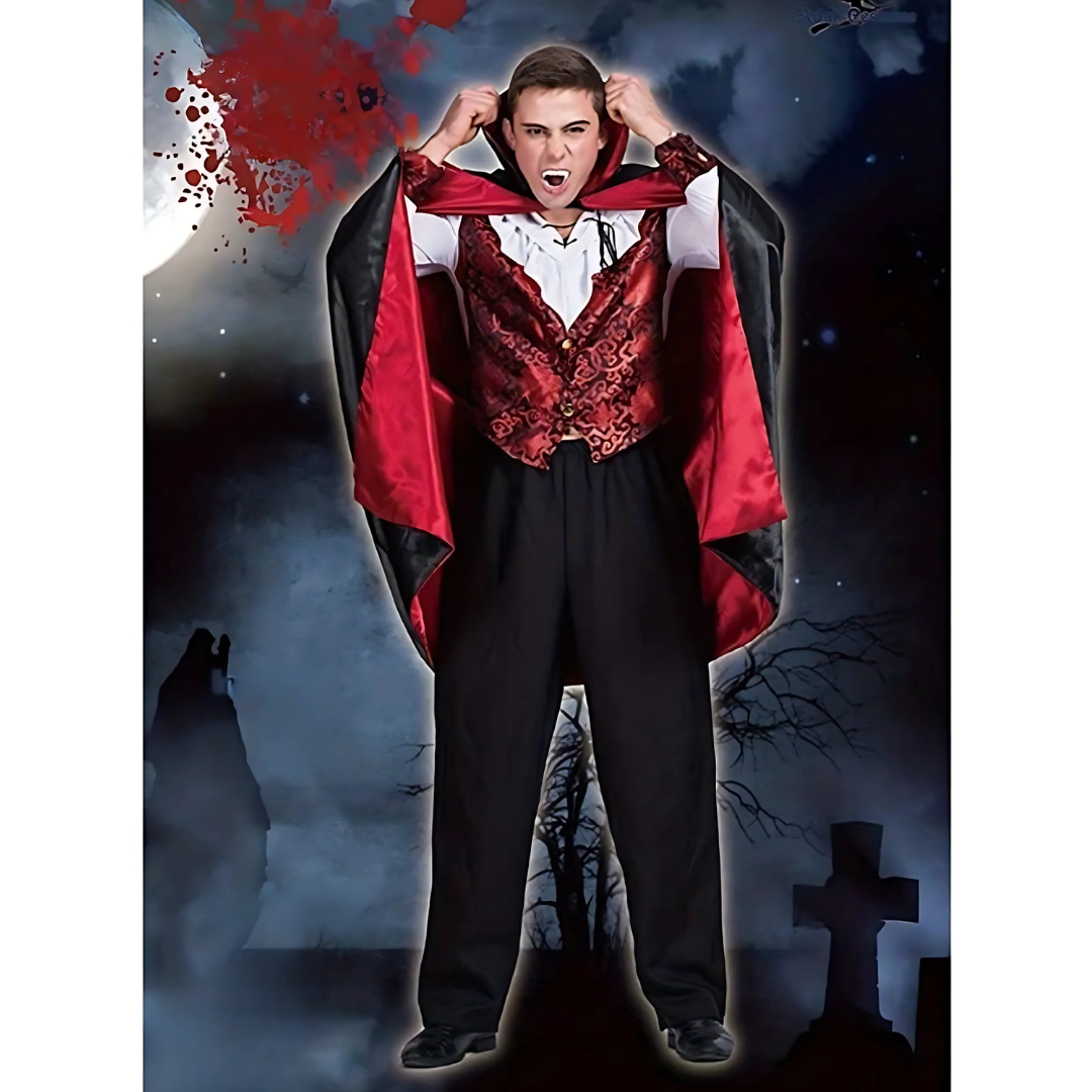Gothic Vampire Costume  Embroidered Vest with Cape - Product example