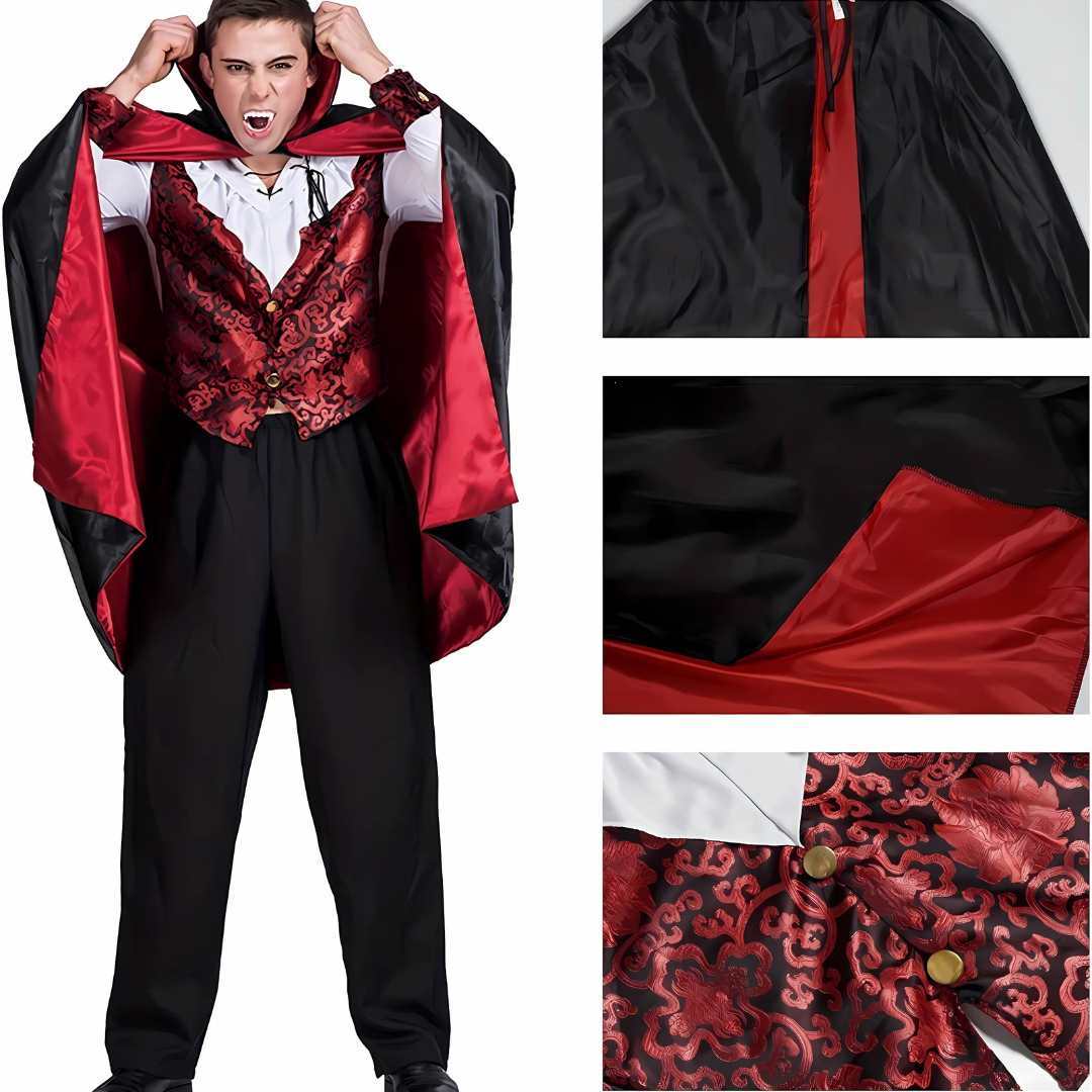 Gothic Vampire Costume  Embroidered Vest with Cape - Product detail 4