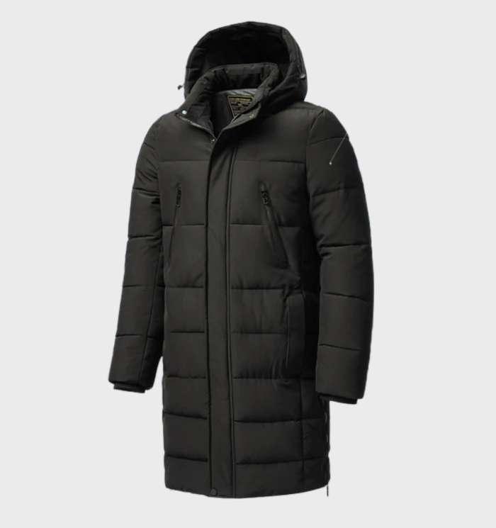 Mens Winter Parka Waterproof Quilted Hooded Coat - Product showcase