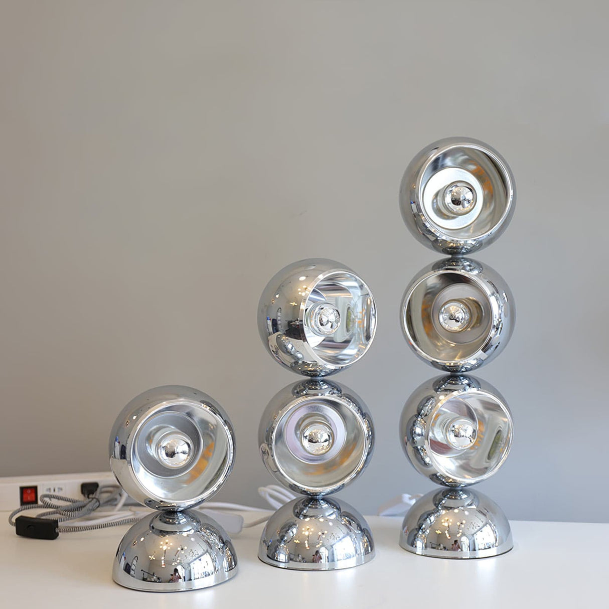 Modern Glass Table Lamp Spherical Chrome Design - Product detail 11